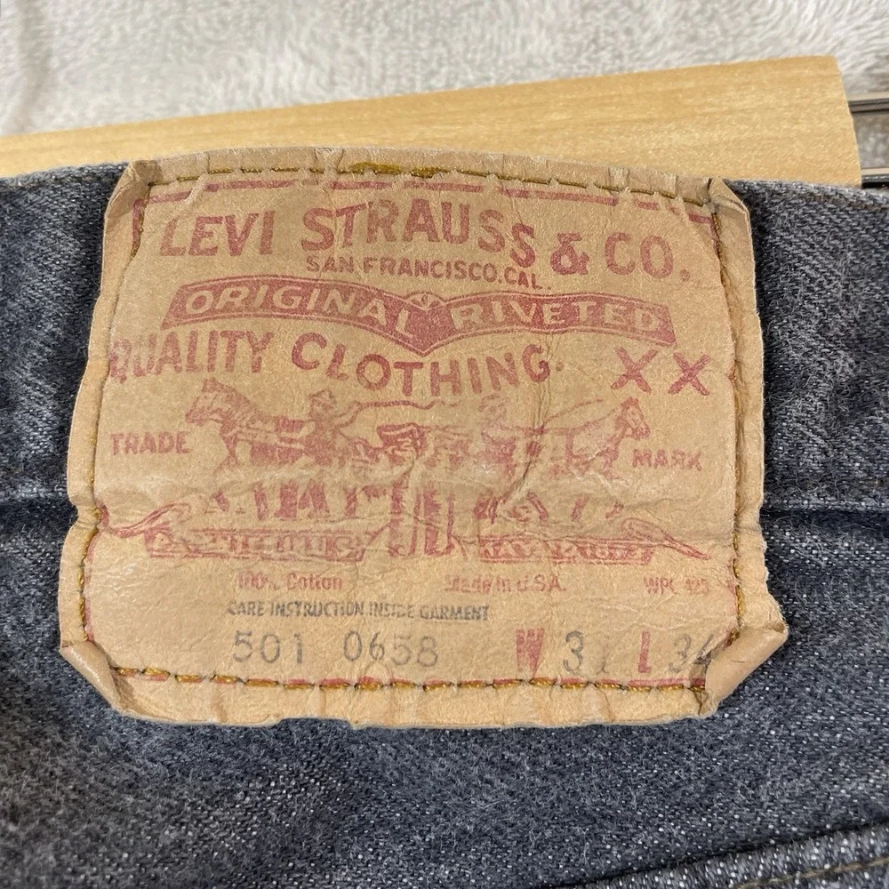 Vtg 80s Levis 501-0658 Black Jeans Mens 31x34 (fit 30x33) Made in USA 1984